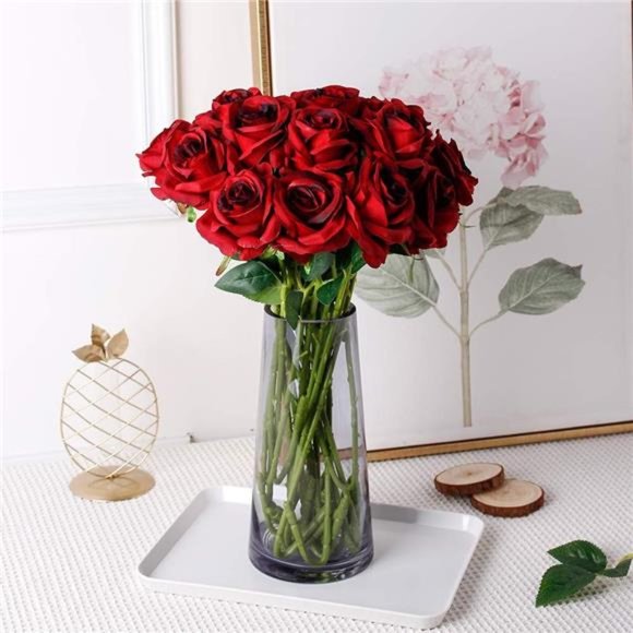 Artificial Silk Red Rose Flower Wedding Bouquet Fake Rose Floral Gift PartyDecor - Picture 6 of 6